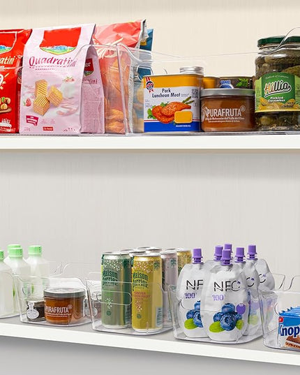 Tiawudi Set of 8 Clear Plastic Storage Bins, 2 Extra Large and 6 Small Storage Containers for Pantry Organization, Multi-Use Organizer Bins for Home, Kitchen, Cabinet, Bathroom, Fridge & Freezer