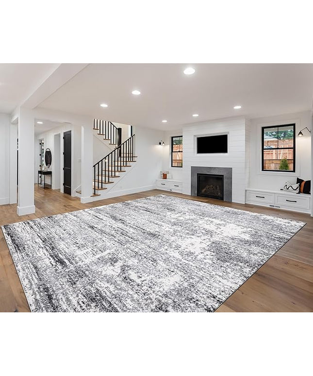 Keen Home Design Area Rugs - 12x15 Non-Shedding, Abstract Rugs for Kitchen, Living Room, Bedroom, Dining Room, Entryway - Size: 12' x 15', Abstract Cream/Grey