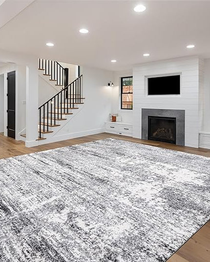 Keen Home Design Area Rugs - 9x12 Non-Shedding, Abstract Rugs for Kitchen, Living Room, Bedroom, Dining Room, Entryway - Size: 9'2" x 11'11", Abstract Cream/Grey