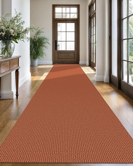 KOZYFLY Extra Long Runners for Hallways 3x18 ft Washable Kitchen Runner Non Slip Rubber Backed Hallway Rug Cotton Entryway Runner Rug Floor Carpet for Indoor Hall, Kitchen, Stair, Orange/Tan