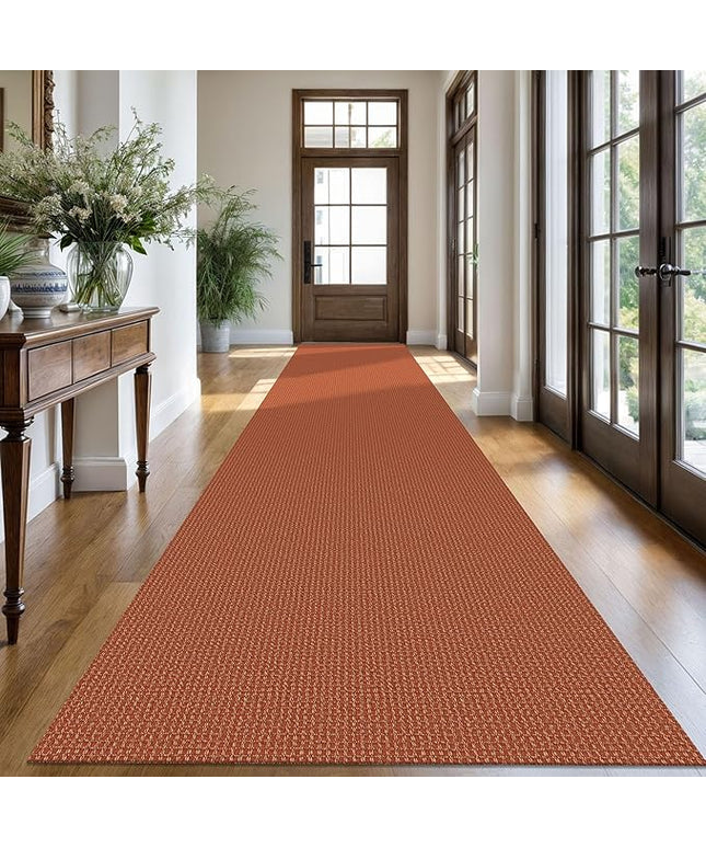 KOZYFLY Extra Long Runners for Hallways 3x18 ft Washable Kitchen Runner Non Slip Rubber Backed Hallway Rug Cotton Entryway Runner Rug Floor Carpet for Indoor Hall, Kitchen, Stair, Orange/Tan