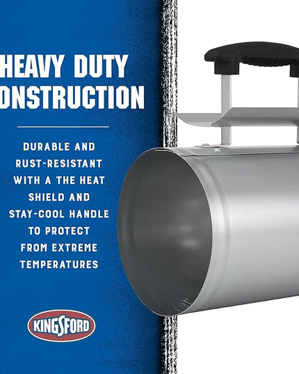 KINGSFORD Heavy Duty Deluxe Charcoal Chimney Starter | BBQ Chimney Starter for Charcoal Grill and Barbecues, Compact Easy to Use Chimney Starters and BBQ Grill Tools, Silver