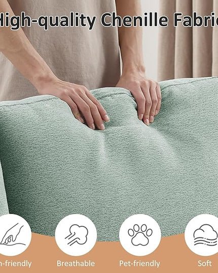 VANOMi 118'' U Shaped Sectional Sofa, 4 Seat Modern Sectional Couch, Double Chaise Longue, Cozy Chenille Sofa Couches for Living Room Apartment, Mint