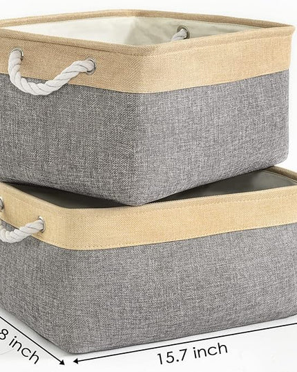 TheWarmHome Fabric Storage Bins Baskets for Organizing, Large Sturdy Storage Basket W/Handles, Decorative Foldable Storage Baskets for Shelves Closet Nursery Toy (Large - 3 Pack 15.7L×11.8W×8.3H)