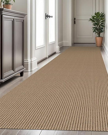 KOZYFLY Extra Long Runners for Hallways 3x16 ft Washable Kitchen Runner Non Slip Rubber Backed Hallway Rug Cotton Entryway Runner Rug Floor Carpet for Indoor Hall, Kitchen, Stair, Tan/Orange/Brown