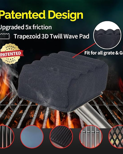 Grill Brush Bristle Free,Unique Wave pad for Cast Iron/Stainless-Steel Grates, (Only Replaceable Cleaning Head No Grill Brush)