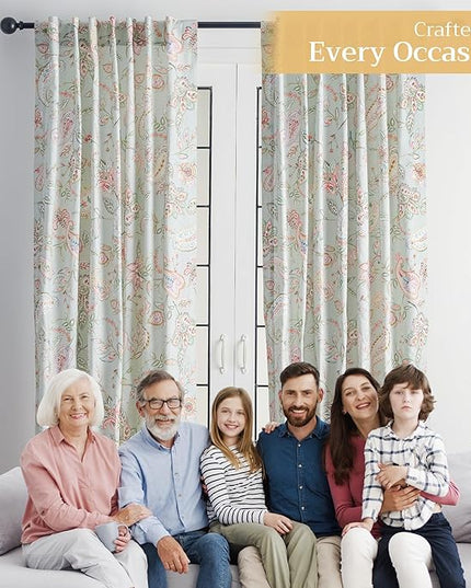 Maison d' Hermine Curtains for Living Room 100% Cotton 96 inch Length One Panel Light Filtering Curtains for Bedroom Windows with Rod and Loop Pockets Drapes (Ramage Multicolor, 50" W x 96" L)