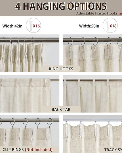 RAIN CITY Custom Made Pinch Pleated Sheer Curtains 140 Inches Long,Memory Trained Luxury Drapes for Tall Window Thick Linen Textured Cream Light Filtering Privacy Neutral Panels Set of 2