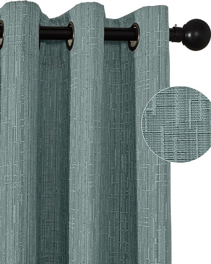 Jacquard Linen Curtains 84 inch Length 2 Panels Thick Faux Linen Blended Window Drapes Burlap Textured Curtains with Grommet for Living Room Bedroom Farmhouse (52x84 Lake Blue) Natural