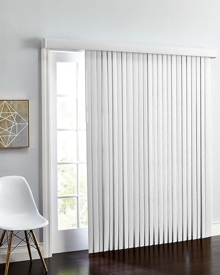 BrylaneHome Embossed Vertical Privacy Slat Blinds - 42" W 63" L, White