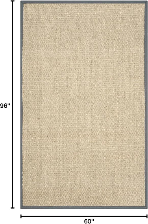SAFAVIEH Area Rug 5x8 - Natural Fiber Collection - Natural & Dark Grey, Seagrass, Basketweave Pattern with Border (NF114Q)