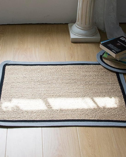 Handwoven Braided Rug, 2 Feet x 3 Feet Rectangle Reversible Area Rug, Pet-Friendly Durable Natural Fiber Carpet for Living Room, Dining Room, Bedroom