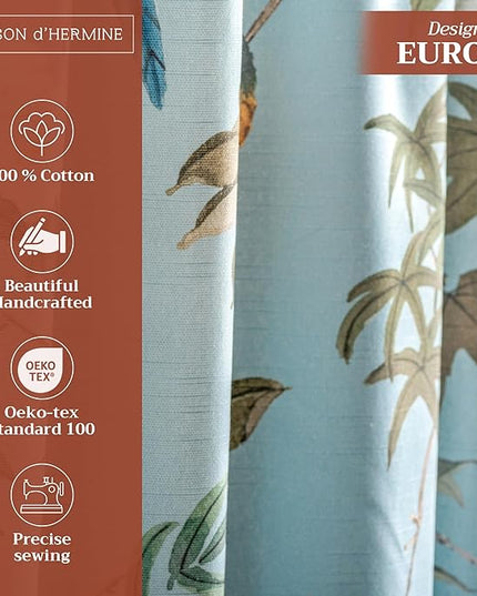 Maison d' Hermine Curtains for Living Room 100% Cotton 84 inch Length One Panel Light Filtering Curtains for Bedroom Windows with Rod and Loop Pockets Drapes (Hokuzai Blue, 50" W x 84" L)