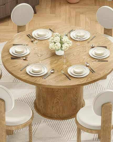 Farini 43" Round Dining Table for 4-6,Modern Kitchen Room Table with Wood Top & Sturdy Metal Base,Walnut
