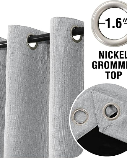 H.VERSAILTEX 95% Blackout Linen Curtains 96 Inches Long for Bedroom/Living Room Thermal Insulated Grommet Curtain Drapes Primitive Textured Burlap Effect Window Drapes 1 Panel - Heather Grey/Black