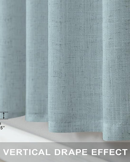 Pitalk Aqua Curtains 38 Inch Wide for Small Window 2 Panel Back Tab Rod Pocket Lightweight Semi Sheer Linen Skinny Blue Green Curtain for Bedroom Entryway Front Door Sea Foam Seafoam Mint 38 x 96 Long