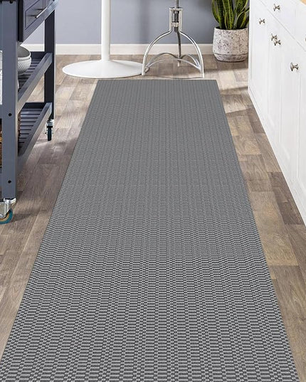 KOZYFLY Washable Runner Rug 3x8 ft Hallway Kitchen Runner Rugs with Rubber Backing Bobo Non Slip Entryway Runner Indoor, Carpet Runners for Hall Entryway Bedroom, Grey/Charcoal Grey