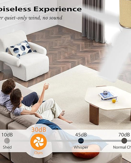 52" Ceiling Fan with Light - Low Profile Flush Mount Ceiling Fan, 6-Speed Remote Control, Solid Wood, Quiet Reversible DC Motor, Boho Style, for Bedroom, Living Room, Porch White/Gold