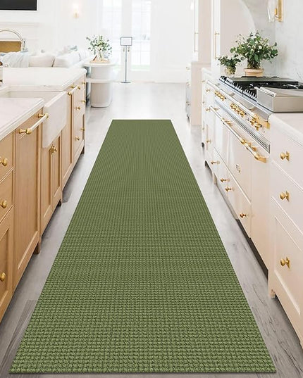 KOZYFLY Extra Long Runners for Hallways 3x16 ft Washable Kitchen Runner Non Slip Rubber Backed Hallway Rug Cotton Entryway Runner Rug Floor Carpet for Indoor Hall, Kitchen, Bright Green/Earthy Green