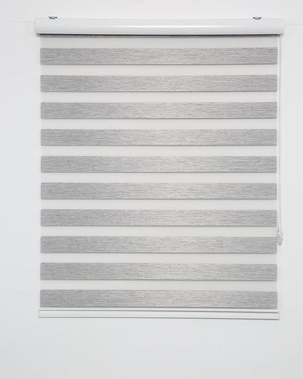 Shadesu Custom Size Zebra Blinds for Windows, 53" W x 72 H, Grey, Dual Layer Free-Stop Zebra Shades, Light Control for Day and Night, Sheer Blinds for Indoor Windows, Bedroom, Kitchen