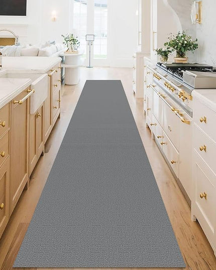 KOZYFLY Washable Runner Rug 3x18 ft Hallway Kitchen Runner Rugs with Rubber Backing Bobo Non Slip Entryway Runner Indoor, Long Carpet Runners for Hall Kitchen Entryway, Grey