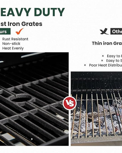 2 in 1 Propane Gas BBQ Grill with Side Burner & Porcelain-Enameled Cast Iron Grate, 4-Burner Flat Top Griddle, 46,700 BTU Outdoor Barbecue Propane Griddle Grill Combo for Camping, Patio, Backyard