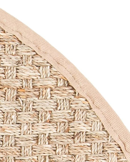 SAFAVIEH Area Rug 9' Round - Natural Fiber Collection - Large - Natural & Beige, Seagrass, Basketweave Pattern with Border (NF114A)