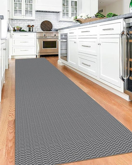 KOZYFLY Washable Runner Rug 3x12 ft Hallway Kitchen Runner Rugs with Rubber Backing Bobo Non Slip Entryway Runner Indoor, Long Carpet Runners for Hall Kitchen Entryway, Grey/Charcoal Grey