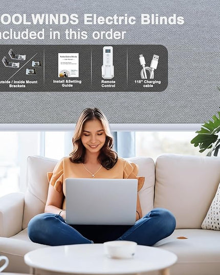 Motorized Blinds with Remote Smart Blackout Shades Electric Curtains Automatic Roller Blinds Shades for Indoor Windows Cordless with Alexa Google Home(Blackout Thunder Grey,W45x H62)