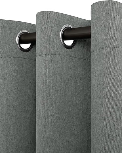 Easy-Going Linen Look Blackout Curtain Grommet Window Curtain Drapes for Bedroom, Living Room Thermal Insulated Room Darkening (2 Panels, 52x108 inch, Grey)