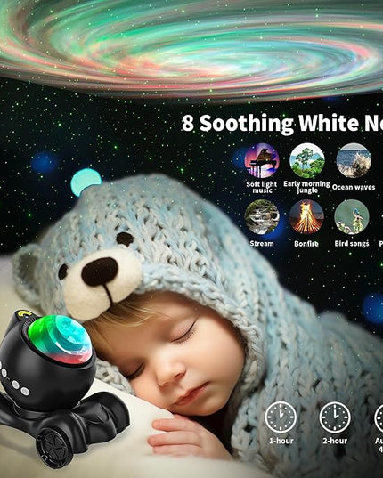 ENOKIK Galaxy Projector, Star Aurora Projector Built-in Bluetooth Speaker, Night Light for Kids Adults, White Noise Light for Home Decor/Relaxation/Party/Music/Gift (Black)