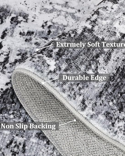 Modern Abstract 2x10 Runner Rug Non Slip Non Shedding Low Pile Stain Resistant Rug for Hallway Kitchen Bedroom,Grey
