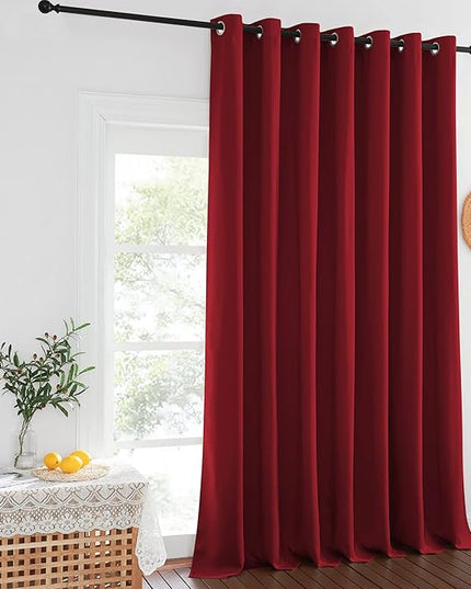 NICETOWN Blackout Curtains for Sliding Glass Door Room Divider Noise Reduce Curtain Panel Portable Window Screen Sliding Partition, W100 x L102 inches, 1 Panel, Burgundy Red