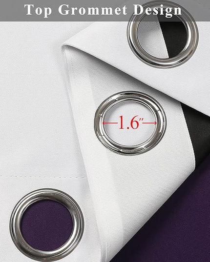 Estelar Textiler Ombre Purple and Greyish White Blackout Curtains 108 Inch Length 2 Panels Set for Bedroom, Full Room Darkening Thermal Insulated Grommet Window Drapes for Living Room, 52Wx108L Inch