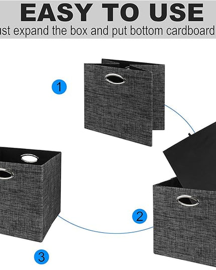 Posprica Storage Cubes,12×12 Storage Bins ,Foldable Storage Baskets Fabric Drawers Containers for Shelf Cabinet Bookcase,Thick and Heavy Duty (4pcs, black)