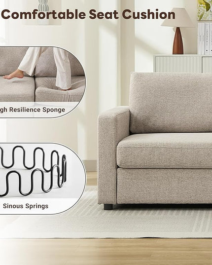Tbfit Sectional Couch Loveseat, 79" Modern Comfy Sofa with Deep Seat, Removable Cover & Reversible Cushion, Khaki