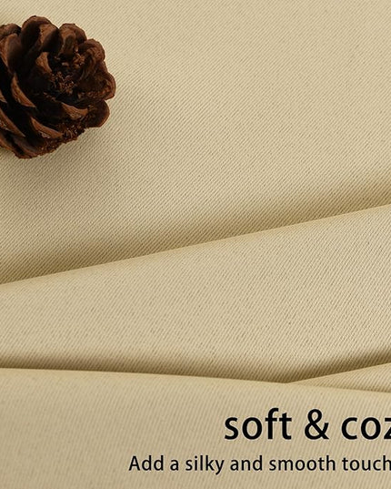 JIUZHEN Light Beige Blackout Curtains with Tiebacks - Thermal Insulated, Light Blocking and Noise Reducing Grommet Curtain Drapes for Bedroom and Living Room, Set of 2 Panels, 42 x 54 Inch Length