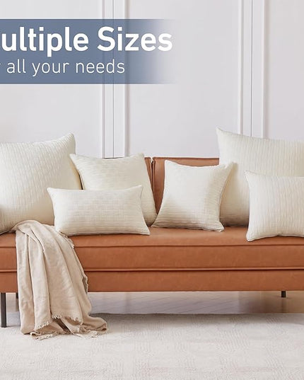 Leeden 12x20 Pillow Insert Set of 2 - Firm and Fluffy Lumbar Pillow Inserts, Rectangle Interior Sofa Pillow Inserts, Decorative Pillow Insert Pair - Beige Couch Pillow