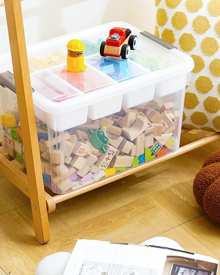 Citylife 32 QT Plastic Storage Box with Removable Tray Craft Organizers and Storage Clear Storage Container for Organizing Bead, Tool, Sewing, Playdoh