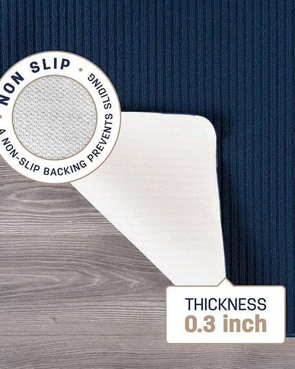 Beverly Rug Non-Slip Modern Rug 4x6 Solid Traditional Rubber Backing Machine Washable Soft Thin Indoor Area Rugs for Living Room Stain Resistant Non Shedding Casual Carpet (4 x 6 Navy Blue)