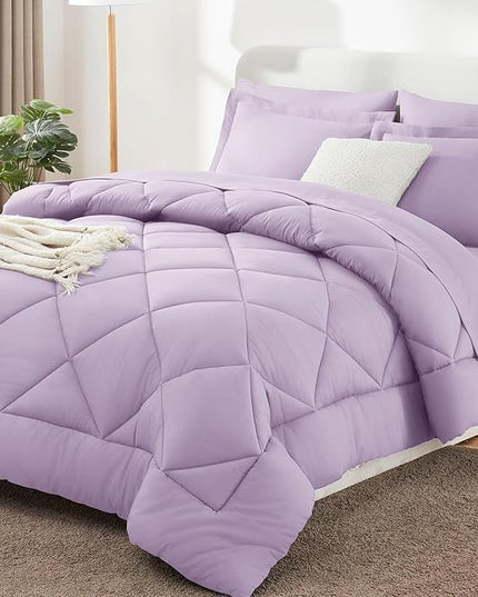 CozyLux Full Size Comforter Sets Light Purple - 7 Pieces Lavender Bed in a Bag Full, Luxury Soft Bed Set for All Seasons, Bedding Set with Down Alternative Comforter, Sheets, Pillowcases & Shams