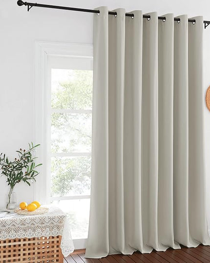 NICETOWN Sliding Door Curtains Extra Wide and Long, Thermal Insulated Large Curtain for Windows Energy Saving Patio Door Panel for Bedroom/Living Room (Natural, W100 x L120, 1 Panel)