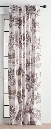 Maison d' Hermine Curtains for Living Room 100% Cotton 108 inch Length Two Panels Light Filtering Toile Curtains for Bedroom Windows with Rod and Loop Pockets Drapes (Trianon Grey, 50" W x 108" L)
