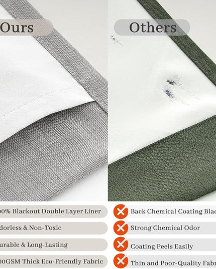 Pinch Pleated Light Grey 108 Inch Large Curtains for Patio Sliding Glass Doors, Extra Long Memory Trained Blackout Double Layer Thick Linen Insulated Sound Dampening Modern Windows Drapes Panels of 2