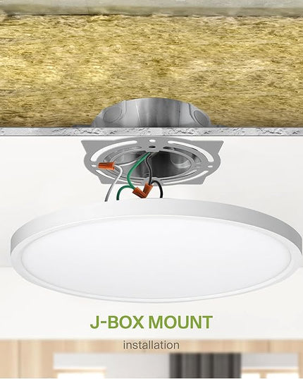 ASD LED 12" Round Flush Mount Ceiling Light Fixture, Low Profile Surface Lighting | 5CCT, Dimmable, Ultra-Thin, ETL Listed | 24W 1900LM 2700-6000K 120V | Kitchen, Bedroom, Hallway Lamp | White, 4 Pack