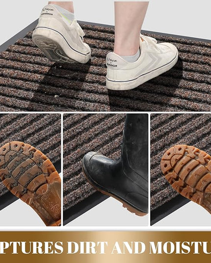 Yimobra Front Door Mat Outdoor Indoor Entrance, 100% Waterproof All-Season All Weather Doormat, Welcome Matt Outside Entry, Non Slip, Low Profile, Heavy Duty Patio Porch Floor Mats,36 x 17
