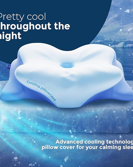 Derila Ergo Pillowcase Cervical Neck Pillow for Sleeping Pillow Case Contour Memory Foam Pillows for Back, Side Sleeper (Pillowcase - 21.25 x 14.17 x 4.72 in) Pillow Case only