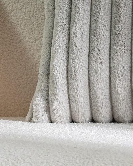 DEELAND Pack of 2,Double-Sided Faux Fur Plush Decorative Throw Pillow Covers Fuzzy Striped Soft Pillowcase Cushion Covers for Sofa Couch Bedroom Lightgrey 16x16 inch