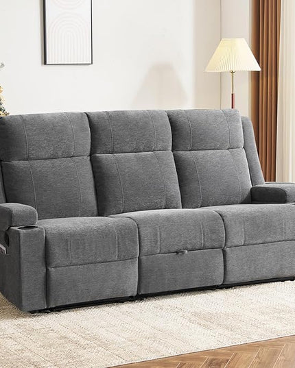 Reclining Sofa Couch,Loveseat Recliner Sofa with Drop Down Table/ 4 Cup Holder/Hidden Storage, Wall Hugger Recliner Sofa for Living Room & Home Theater & RV