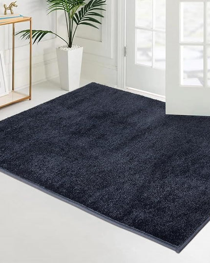 PURRUGS Easy Care Area Rug 4ft x 6ft, Non-Slip Machine Washable Entryway Rug, Dog Door Mat, Stain Resistant Accent Rug for Hallway, Living Room, Bedroom and Mudroom, Navy Blue